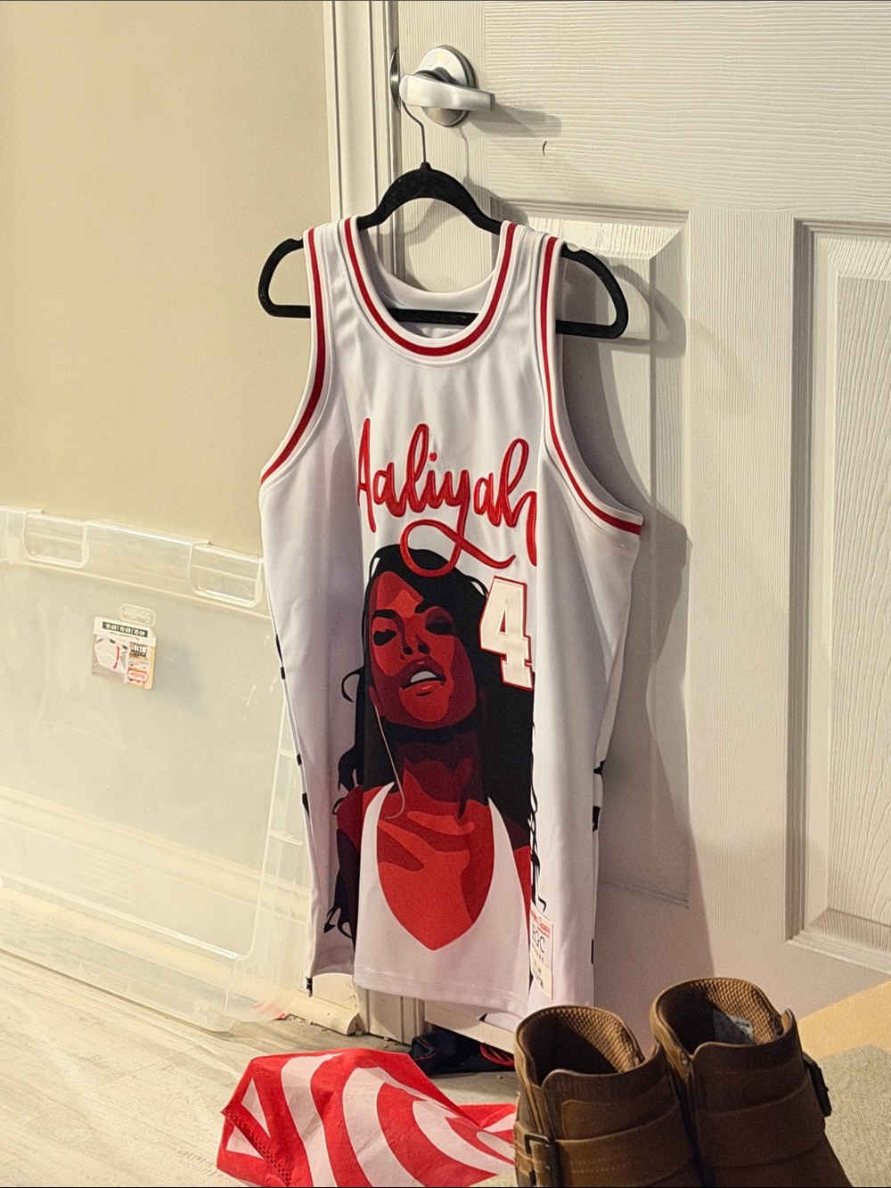 Aaliyah -SIGNED ~ Graphic Basketball Jersey - White & Red